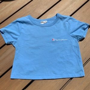CHAMPION BABY BLUE T-SHIRT CROP TOP
